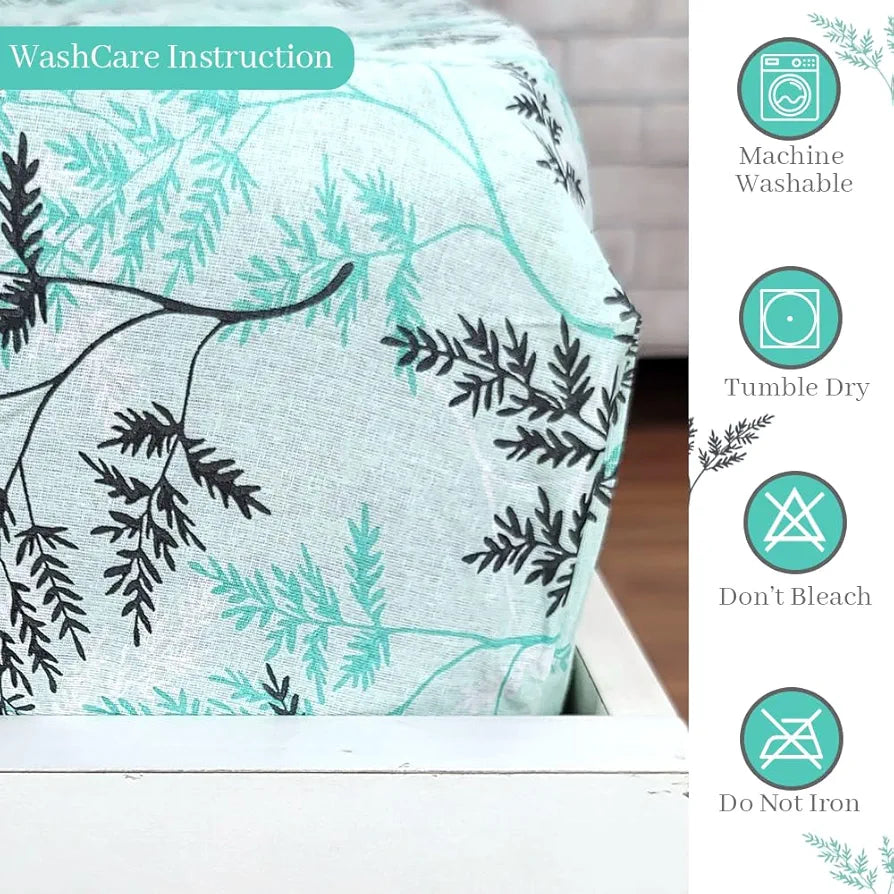 Divine Casa 144 TC 100% Cotton Floral Print Elastic Fitted Bedsheets Double Bed Ultrasoft Queen Size Elastic Fitted Bedsheets Colour Yucca