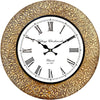 RoyalsCart Emboss Metal Analog Wall Clock Size - 16 X 16 Inches [Ktwc255] Gold Emboss Metal