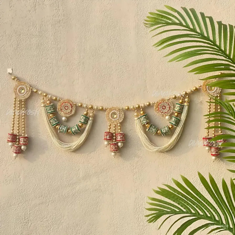 Festival Toran for Main Door Entrance Bandarwal for Home Decoration Items Size - 38 Inch Multicolour Style 8