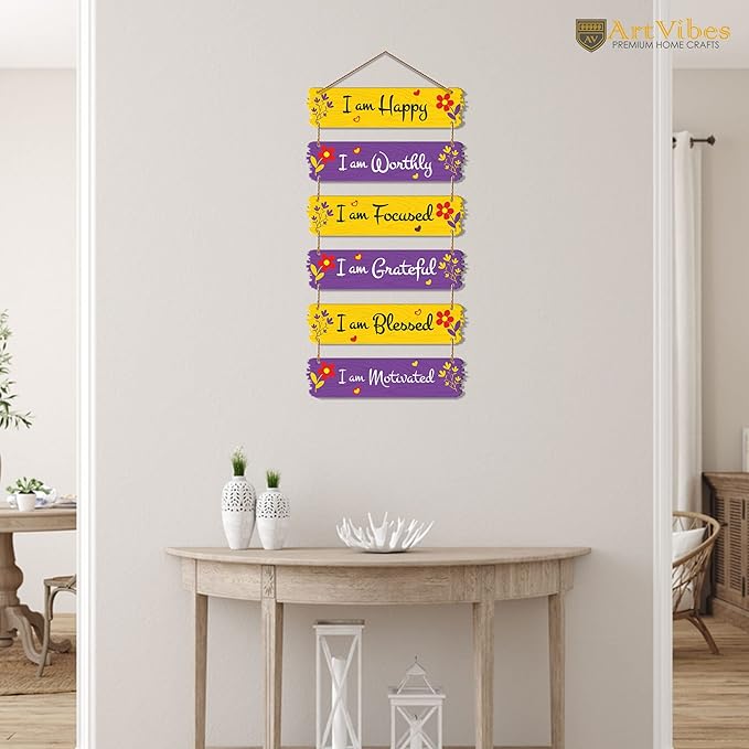 Artvibes Motivational Quotes Decorative Wall Hanging for Living Room | Set of 6