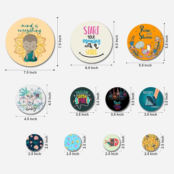 Artvibes Designer Mdf Wooden Wall Hanging for Home Decoration | Pack of 11 Pieces