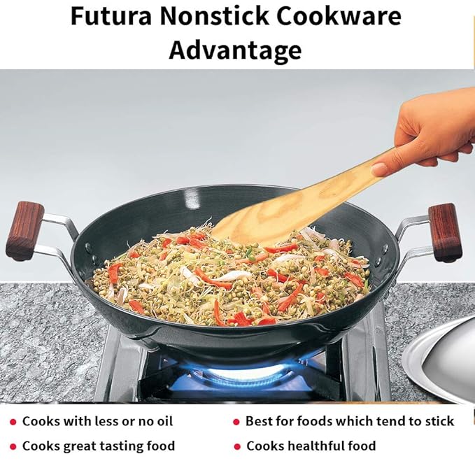 Hawkins Futura 2.5 Litre Deep Fry Pan, Non Stick Kadai with Stainless Steel Lid