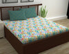 Divine Casa 144 TC Cotton Bedsheet for Double Bed with 2 Pillow Cover Colour Teal & Mustard