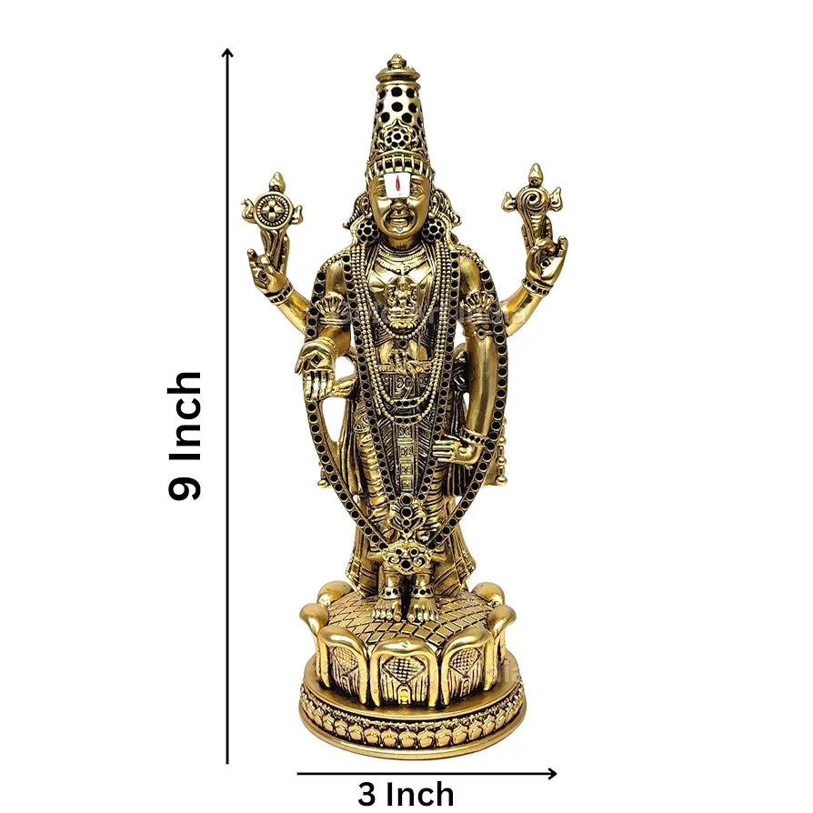 Gold Art India Lord Tirupati Balaji Idol Murti for Mandir Gold Antique Matte