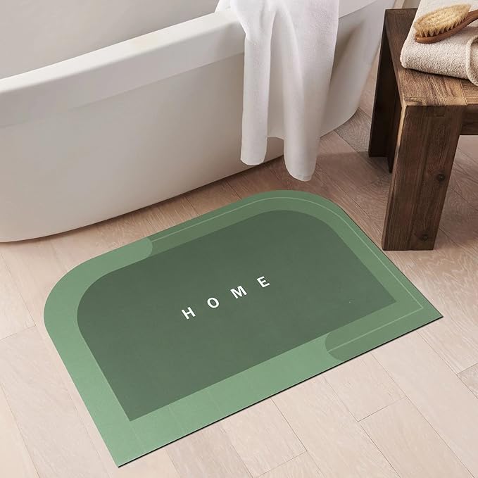 Story@Home Leather Bathroom Mat Aqua Collection Door Mat Anti-Slip Bath Mat Dark Green Colour