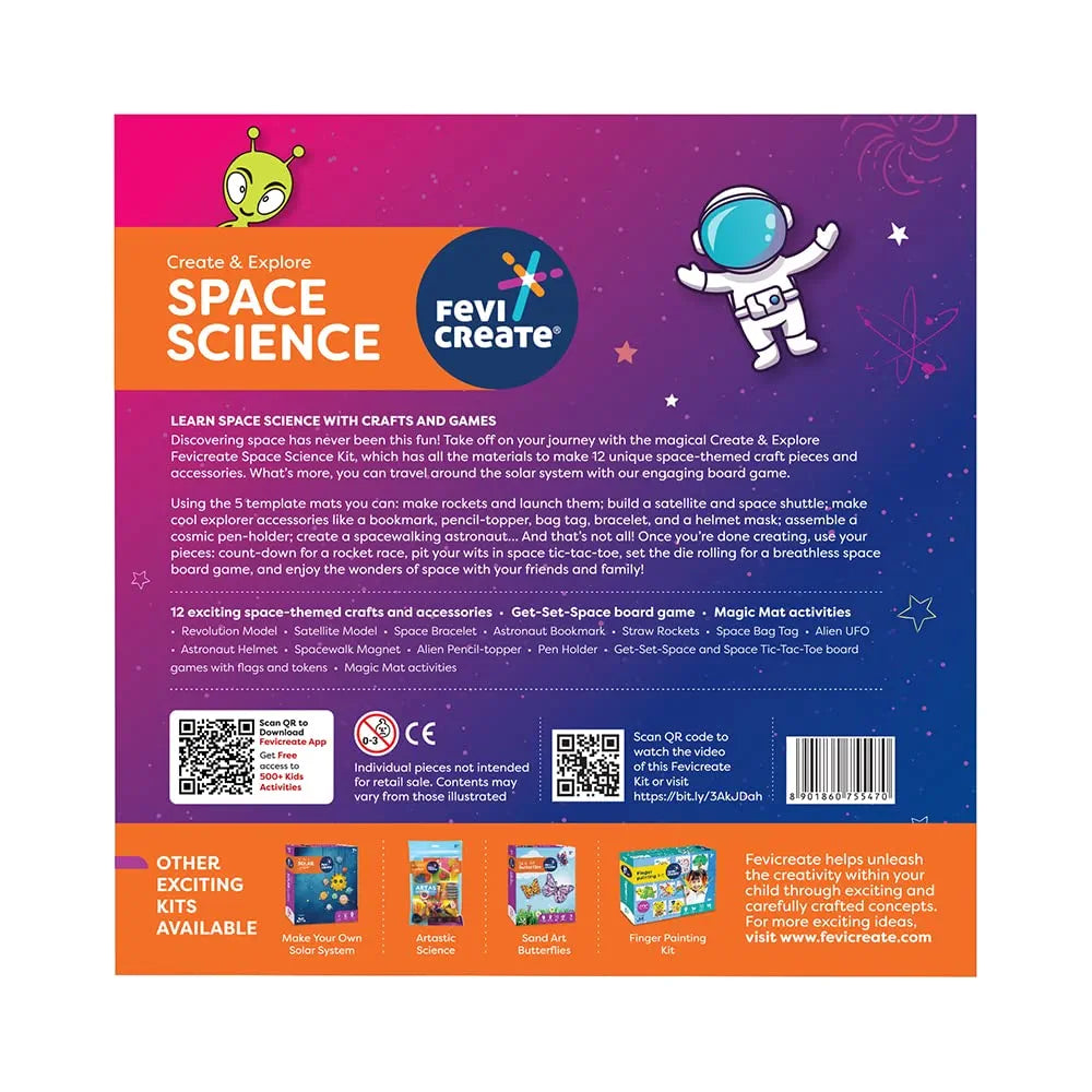 Fevicreate Space Science Art & Craft Kit | 12-Space-Themed Templates to Teach your Child about Space | Screen-Free Learning & Engagement | By Fevicol | Best Gift for Kids, Boys & Girls 8+ years