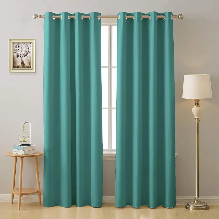 Cloth Fusion Blackout Door Curtains 9 Feet Long Set of 2 Sea Green