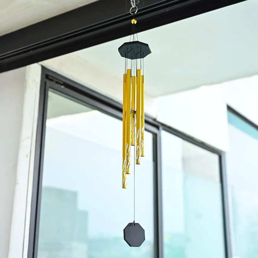 Wind Chimes Hanging Bells and Showpieces Golden 5-Pipe Wind Chime -003