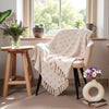 Sajavat Home Hand-Knitted Pure Cotton 3 Seater Sofa Throw Colour Beige & Pink