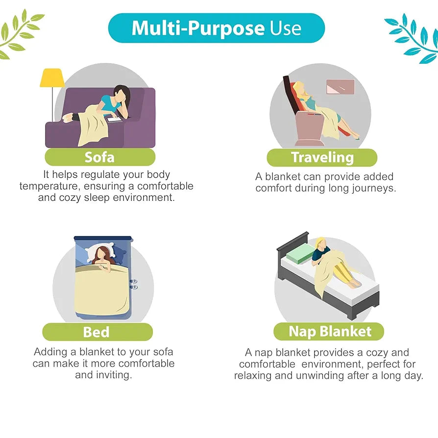 Divine Casa Floret 100% Cotton Single Dohar 120 GSM Soft & Lightweight Throw Blanket Colour Aqua