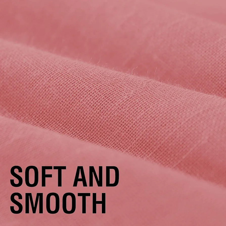 Cloth Fusion Plain Cotton Feel Sheer Door Curtains 9 Feet Long Set of 2 Semi-Transparent Light Pink