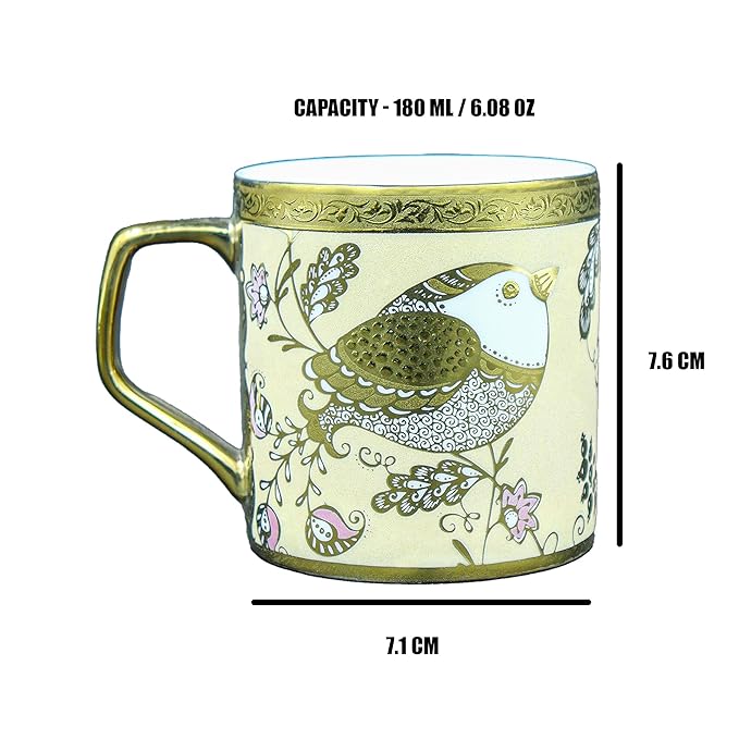 Femora Bone China Gold Tea Cup | Goldcrest Gold | 180 Ml