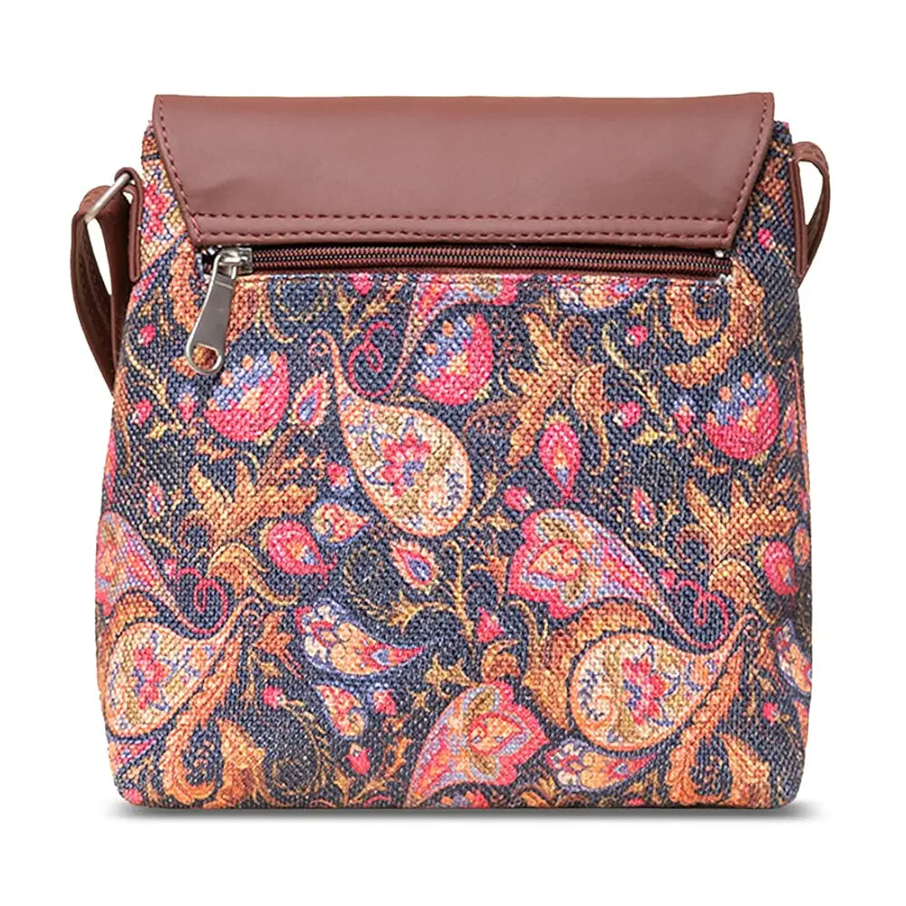 Zouk Flap Sling Bag Crossbody Bags for Women Vegan Leather & Jute