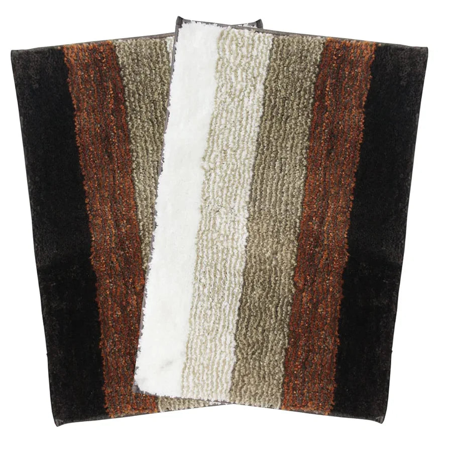 Luxe Home Bath Mat Super Soft Anti Skid Slip Water Soak Washable Oyster Door Mats Colour Teracotta (Pack of 2)