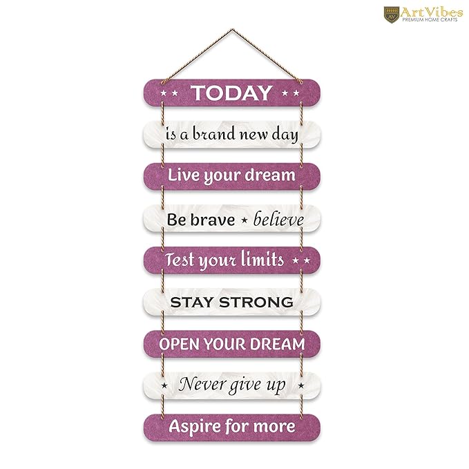 Artvibes Decorative Positive Quote Printed Wooden Wall Hanging for Home Decor Items