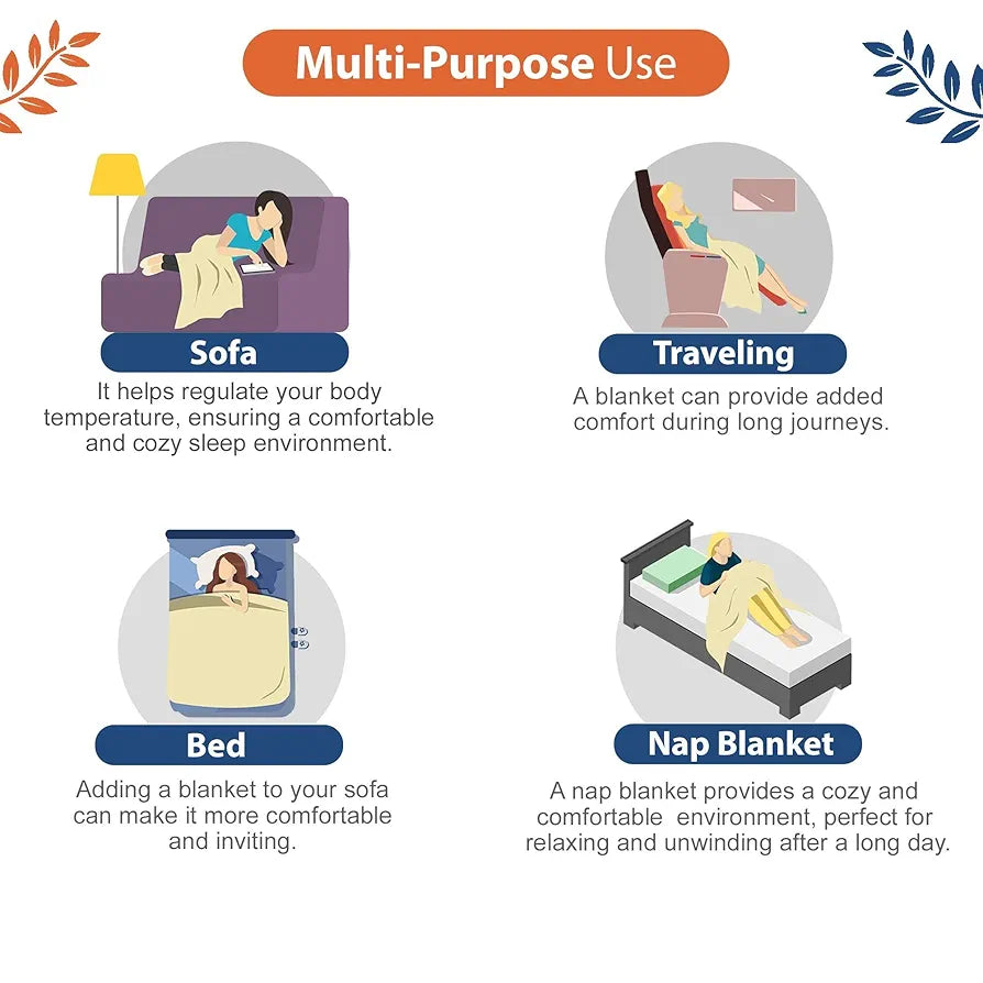 Divine Casa 120 GSM Microfiber Single Kids Dohar Soft & Lightweight Throw Blanket Geometric Pattern Colour Blue and Grey