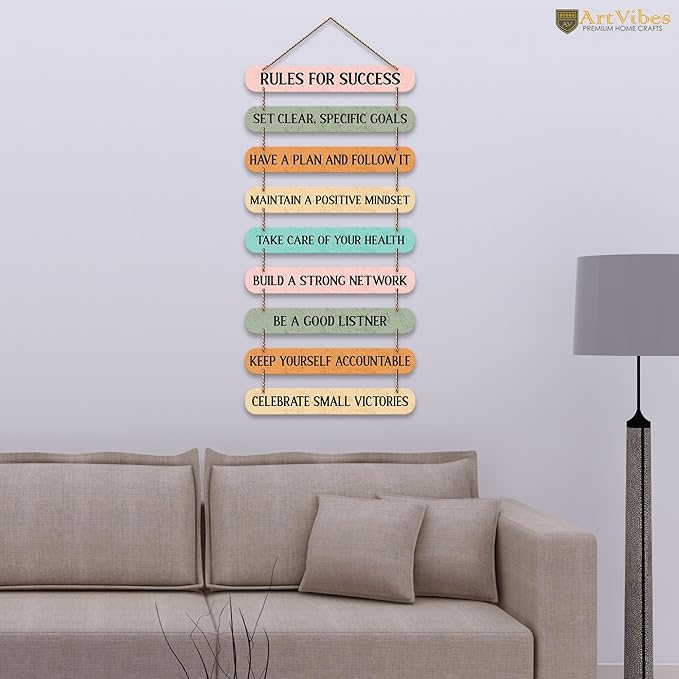 Artvibes Rules for Success Quotes Mdf Wooden Wall Hanging for Home Livingroom Art Item | Home Decor Items