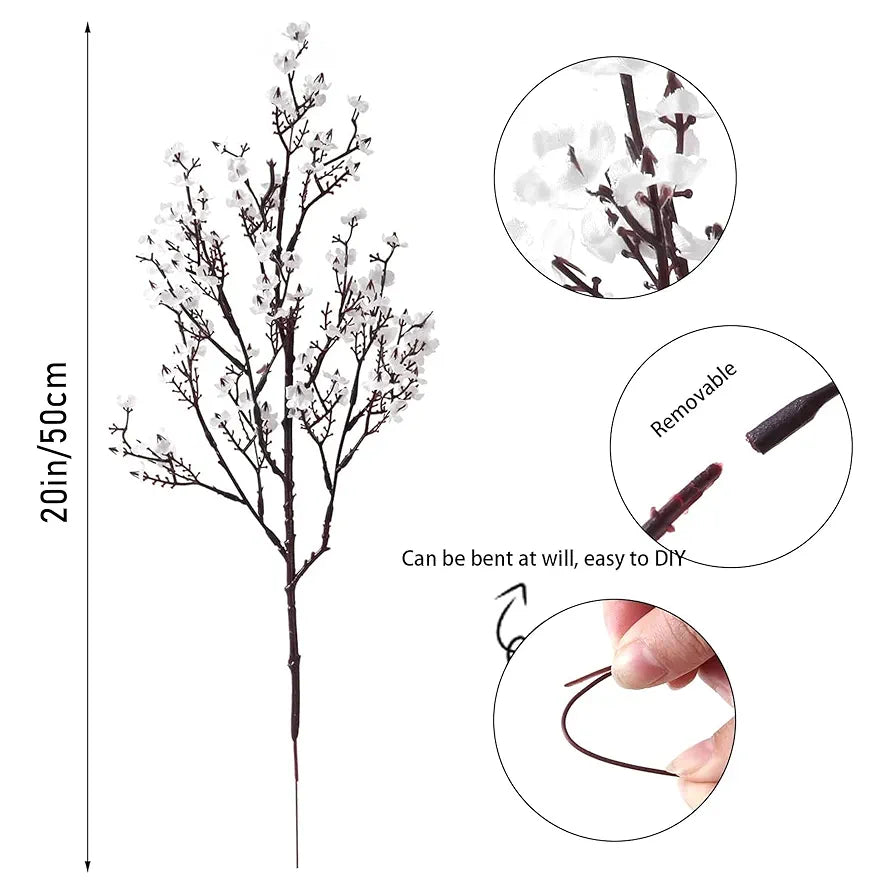 Silk Artificial Baby Breath Gypsophila Flower Stick Bunches for Vase Pot Pack Vase Not Included Of 5