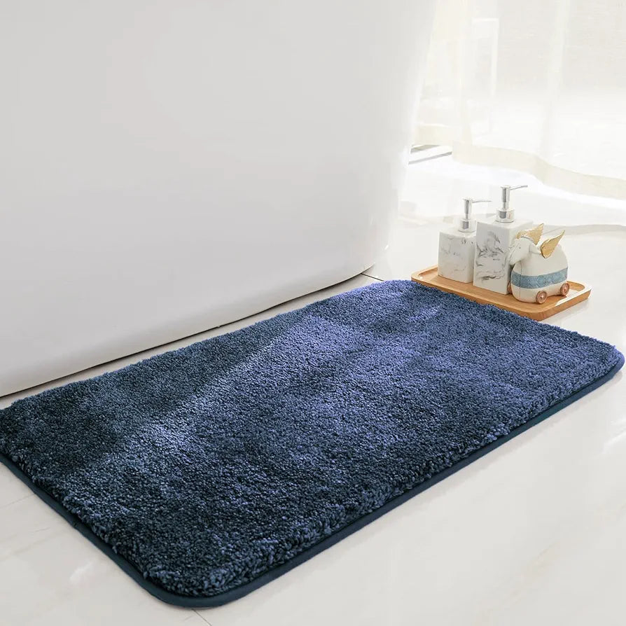 Luxe Home International Microfibre Rectangular Bath mat Super Soft Anti Skid Newman Mats For Bathroom Colour Navy Blue