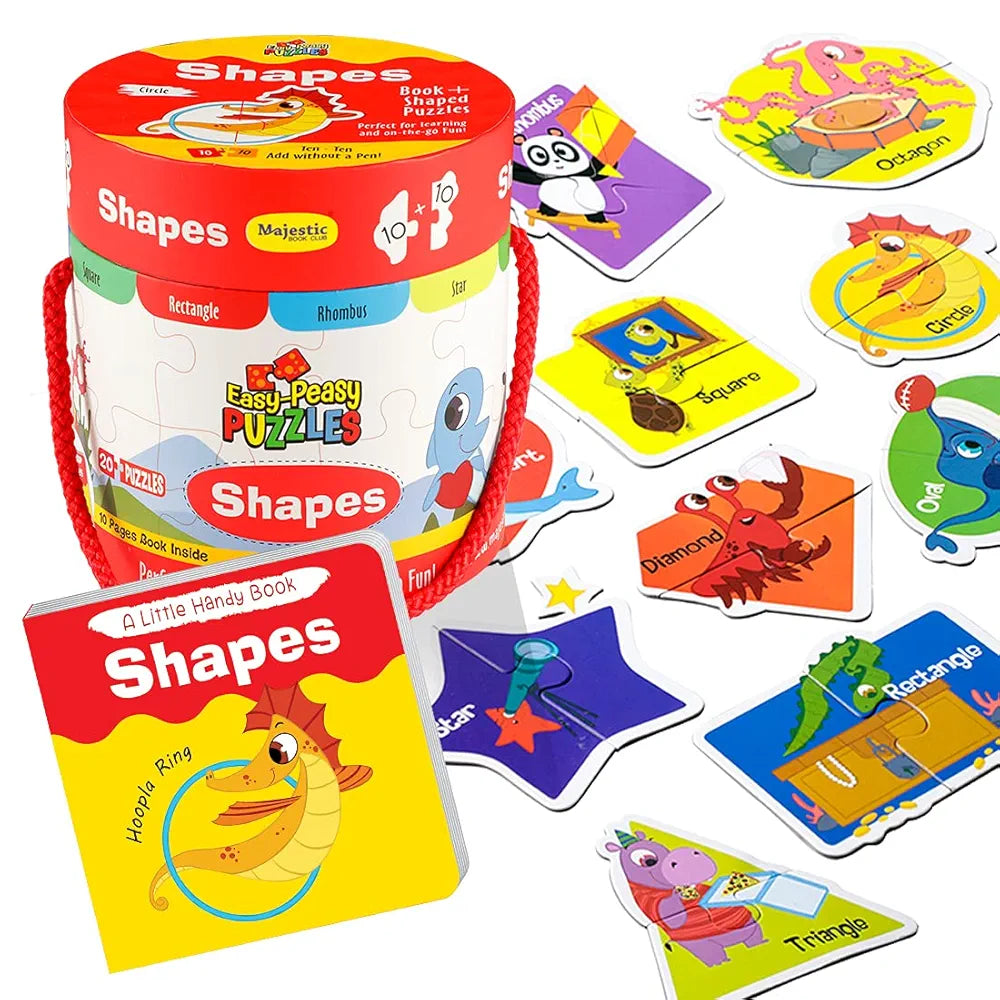 The Book Tree Shapes Puzzle Box for Kids I Educational Toy for Kids Age 2+ I 20 Shaped Jigsaw Puzzle Pieces and 1 Story Book for Early Learning I A for Children by Majestic Book Club