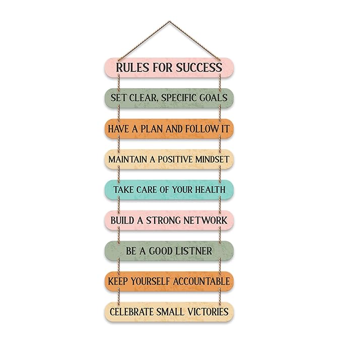 Artvibes Rules for Success Quotes Mdf Wooden Wall Hanging for Home Livingroom Art Item | Home Decor Items