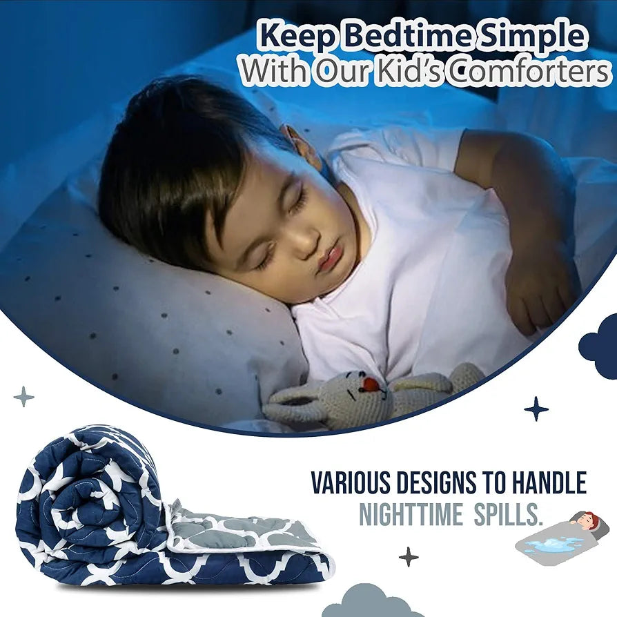 Divine Casa 120 GSM Microfiber Reversible Kids Single Bed Comforter Ultra-Soft Toddler Blanket Colour Deep Blue