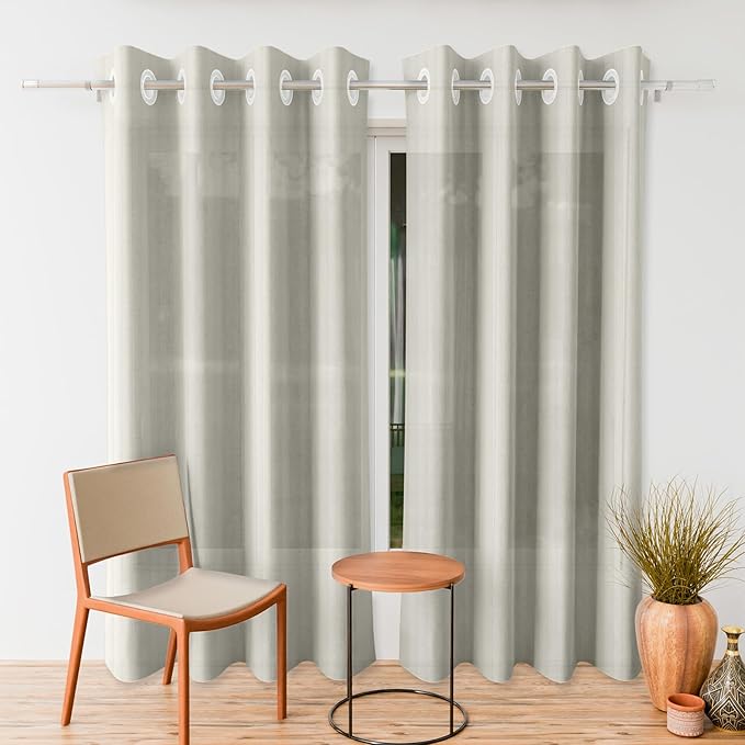 Kuber Industries Door Curtain Sheer Door Curtains Parda for Lining Net Cream Colour