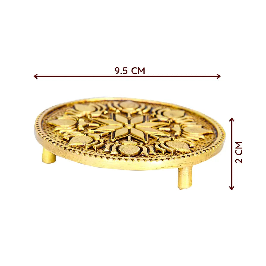 anciently Round Chowki | Pooja Chowki Round Brass, Gold Colour, 1 Piece 