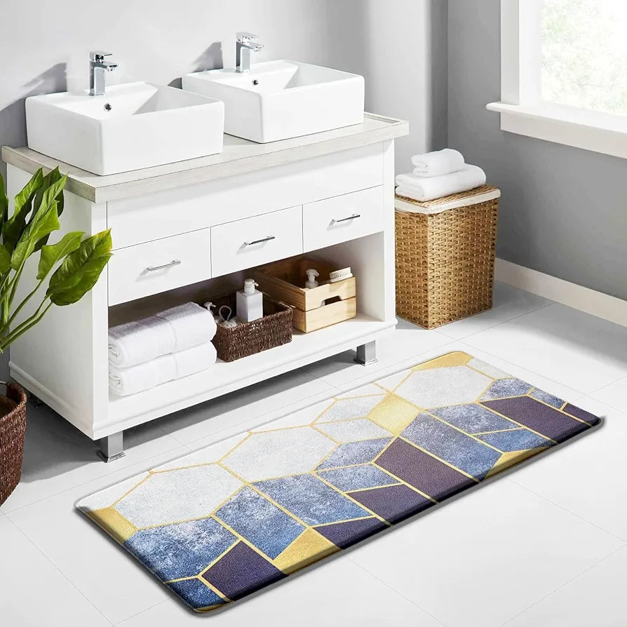 Luxe Home Columbo Anti-Fatigue Kitchen Mat Non-Slip Cushioned Comfort Mat Geometric Mosaic Pattern Standing Desk Mat Colour Cules