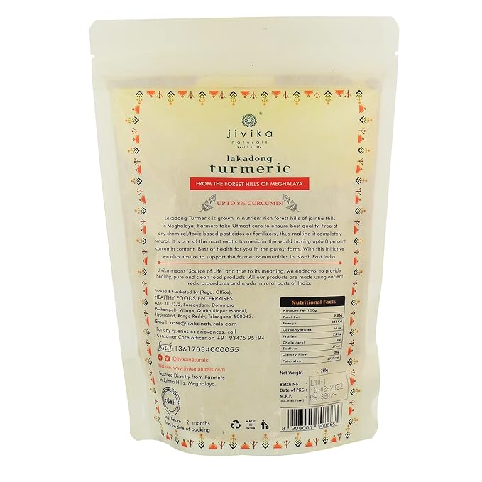 Jivika Naturals Nutrient Rich Lakadong Turmeric - 250 gms