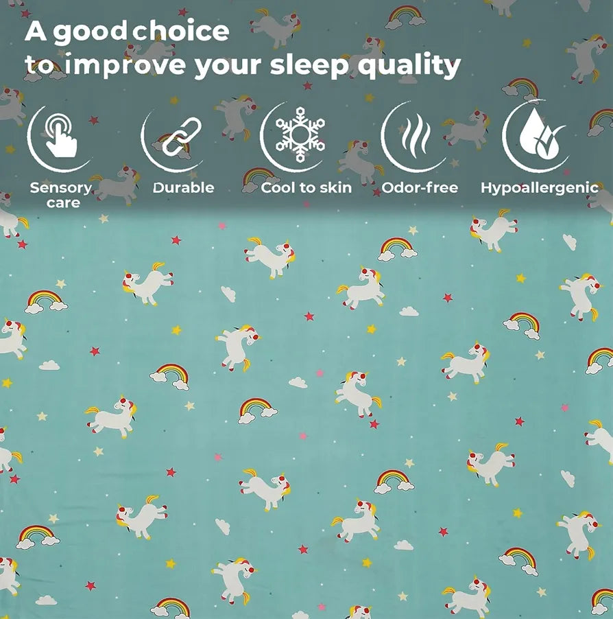 Fresh From Loom Cartoon Wrinkle Free Microfiber Bedsheet for Kids Multicolor 144 TC Teal