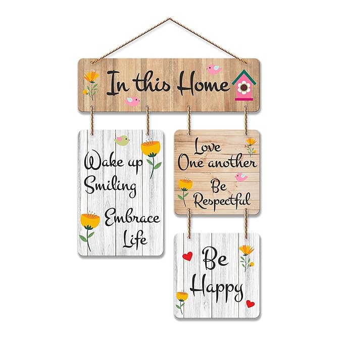 Artvibes in This Home Decorative Wall Art Mdf Wooden Hanger for Living Room | Quotes Decor Items | Modern Art