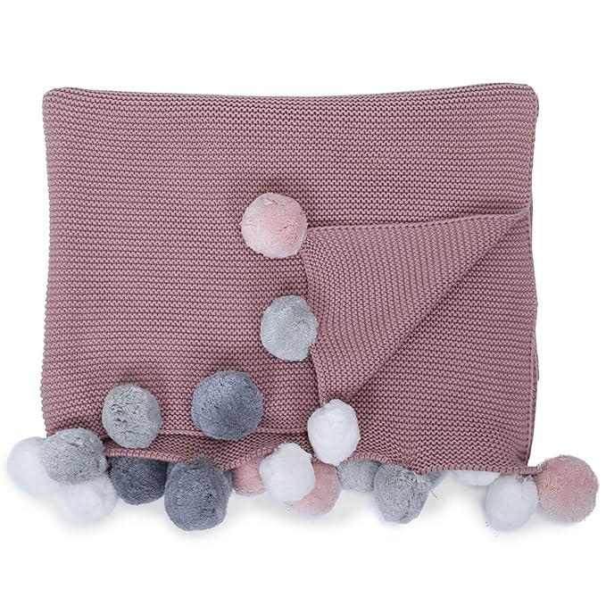 Haus & kinder Cotton Knitted Blanket for Baby All Season AC Blankets Colour Musk Rose