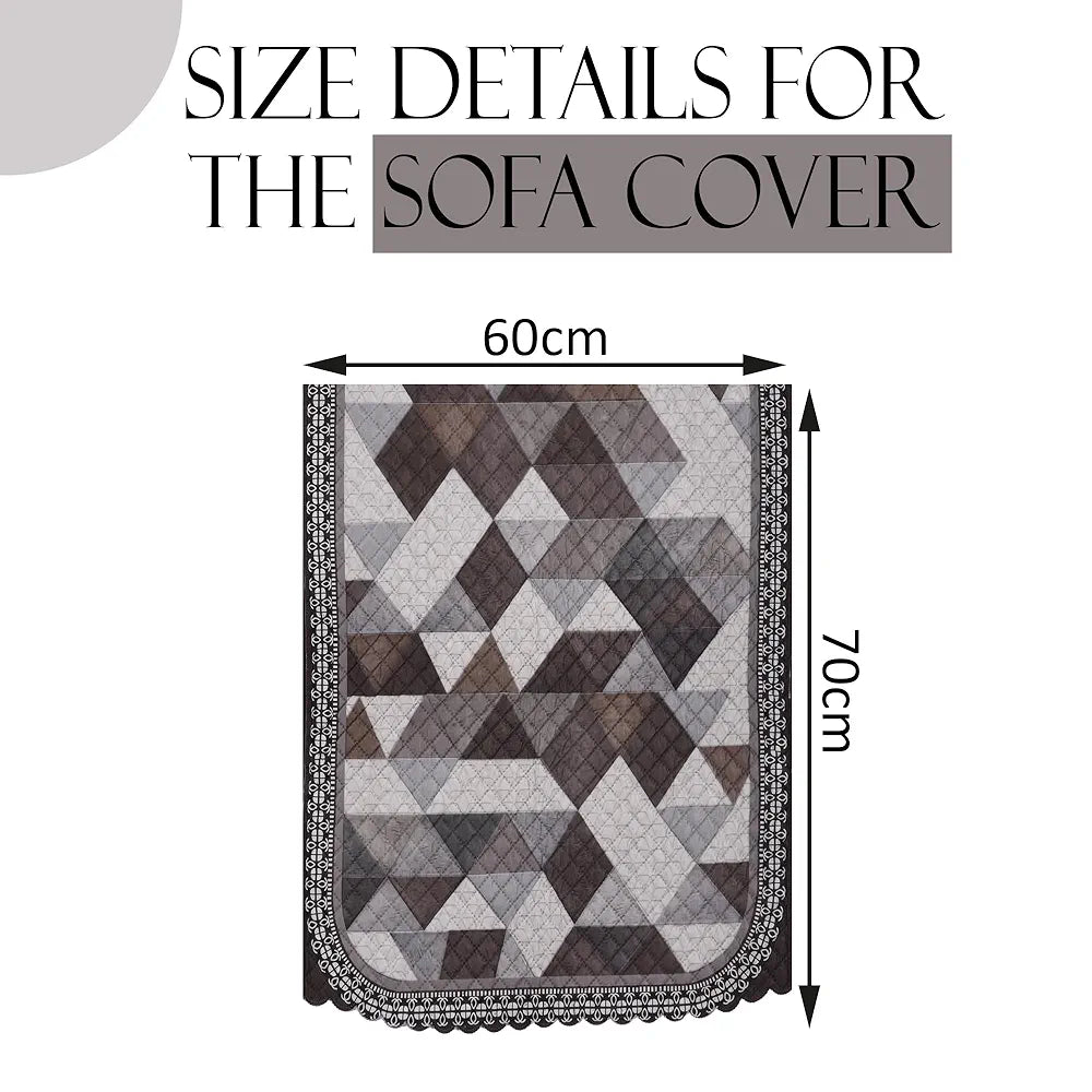 Kuber Industries Set of 4 Durable 2 Seater Sofa Cover Triangle Print White & Brown