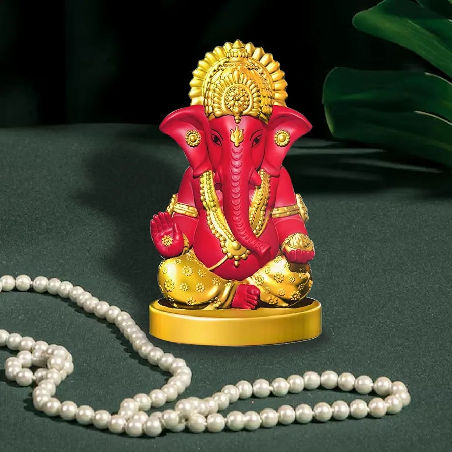 Jd Fresh Resin Ganesh Idol For Home - Red
