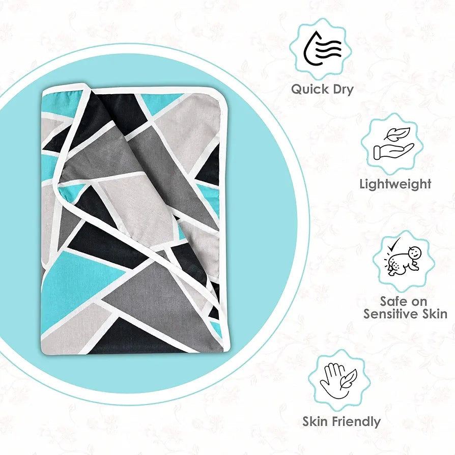 Divine Casa 120 TC 100% Cotton Toddler Baby Blanket Skin-Friendly Swaddle Dohar for 0-4 Years Colour Grey & Blue and Black