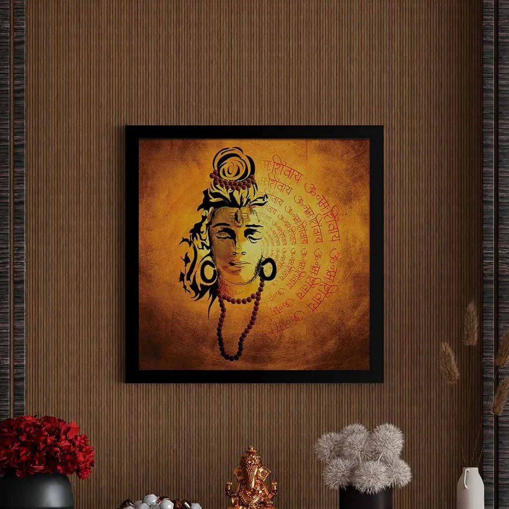 ArtX Shiva Mantra Big Canvas Painting For Living Room With Frame Square