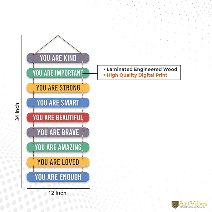 Artvibes Positive Quotes Mdf Wooden Wall Hanging for Home Livingroom Art Items | Home Decor Items