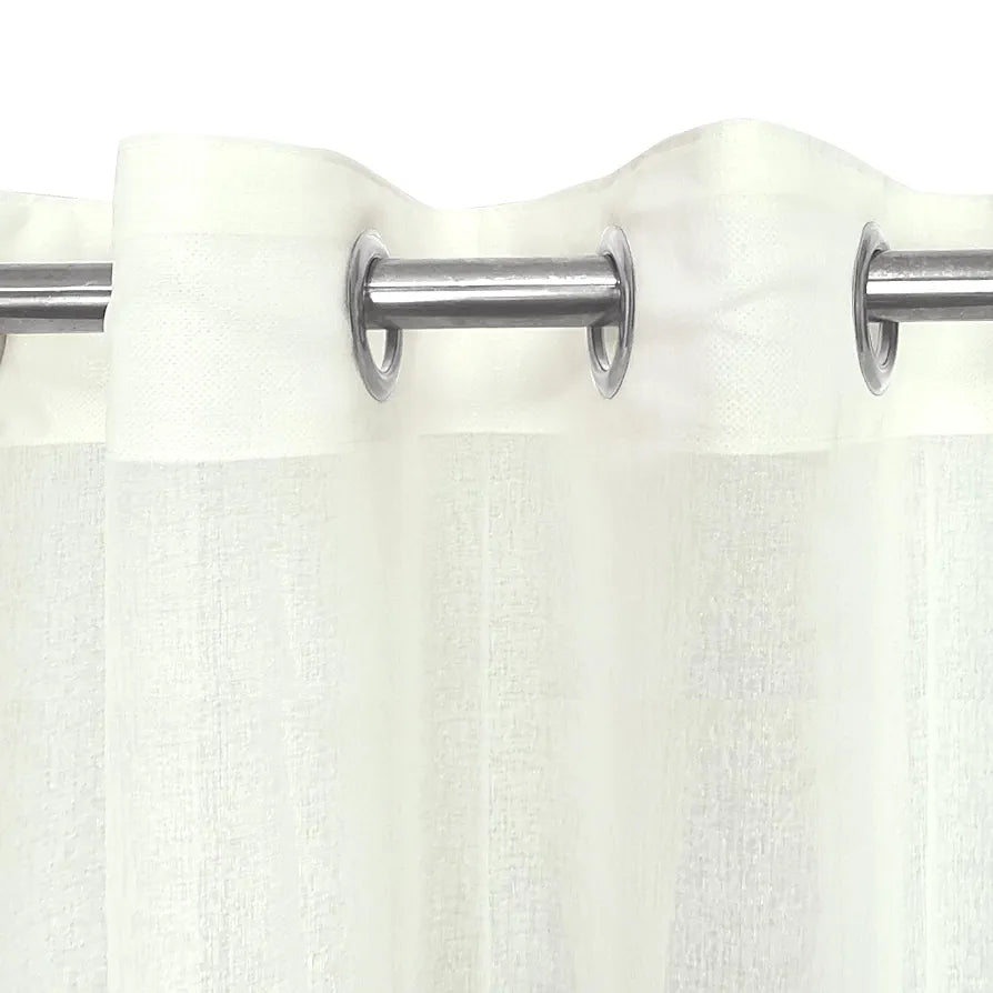 Divine Casa Sheer Window Curtains 5 Feet Textured Abstract Pattern Lightweight & Airy Elegant Semi Transparent Fabric Colour Fine White (Pack of 2)