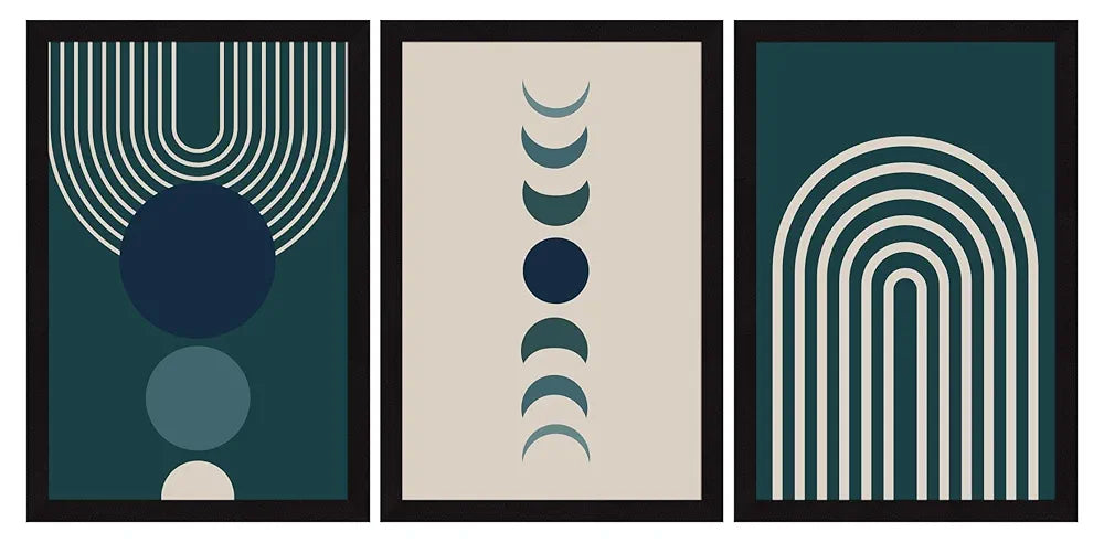 ArtX Paper Bohemian Shapes Wall Painting Boho Framed Painting Set Of 3