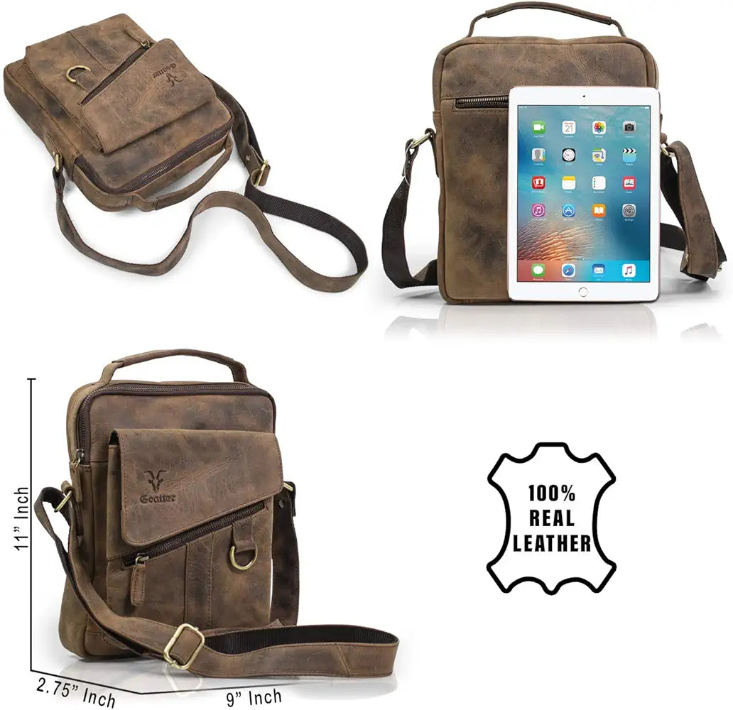 Goatter Men's Hunter Leather Messenger Bag 