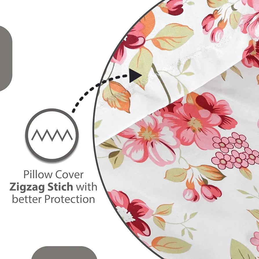 Divine Casa 144 TC 100% Cotton Bedsheet for Single Bed with 1 Pillow Cover Colour Blush Pink