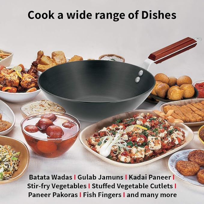 Hawkins Futura 2.5 Litre Deep Fry Pan Long Handle Hard Anodised Kadai