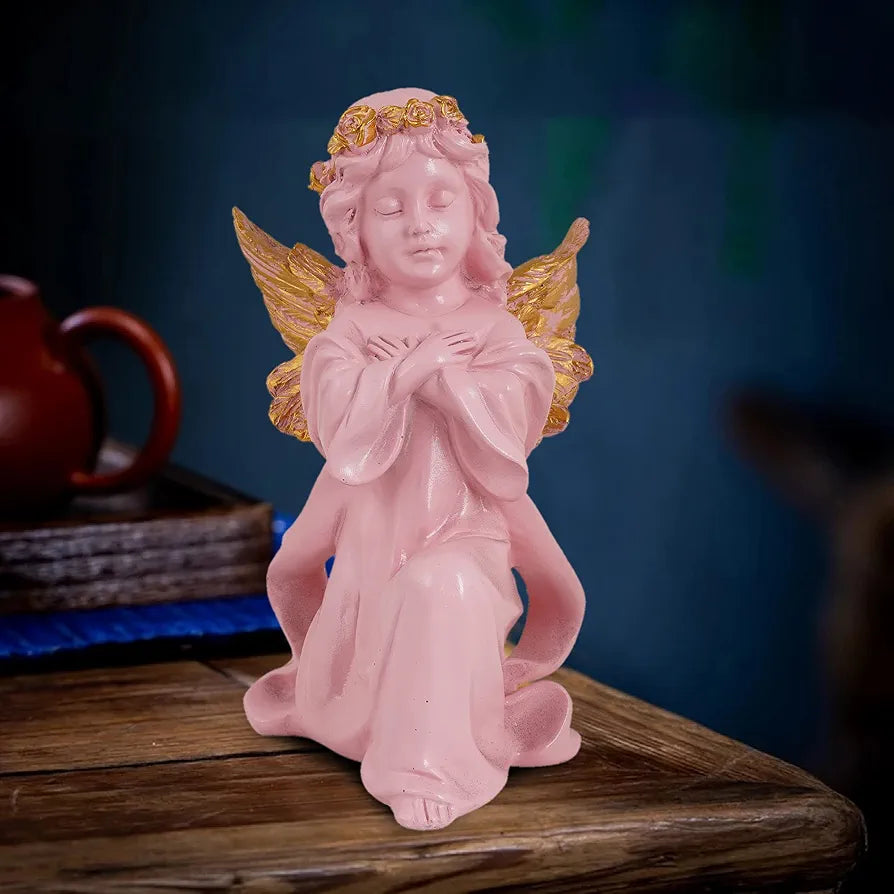 Zart Angel Girl Gold Winged Statue for Home Decor Item