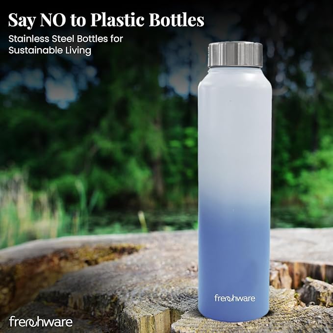 Frenchware Water Bottle 1 Litre, Stainless Steel, Premium SS 304, Ocean Blue & Pearl | Easy-to-Clean