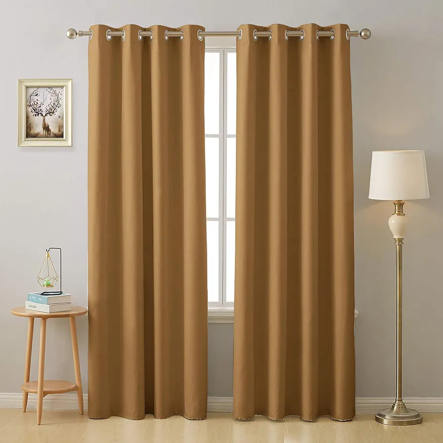 Cloth Fusion Blackout Door Curtains 9 Feet Long Set of 2 Mustard Colour