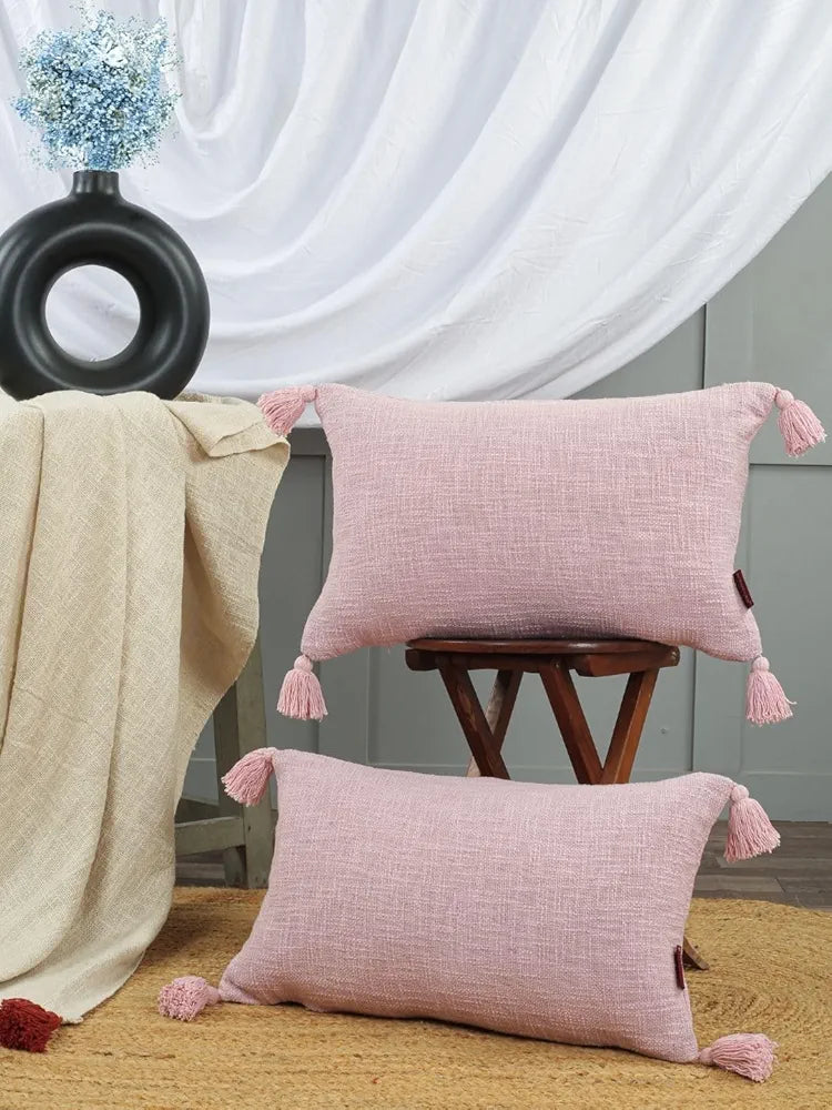 Homadorn Luxury Cotton Handmade Decorative Boho Throw Pillow Covers Colour Lavender