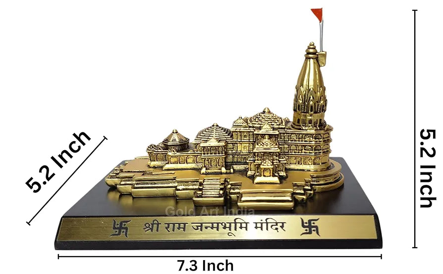 Gold Art India Ram Mandir Ayodhya Gold Plated Matte Minature Large