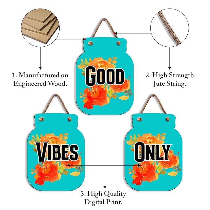 Sehaz Artworks Home Decor Items For Living Room Wooden Wall Hangings For Good Vibes Only