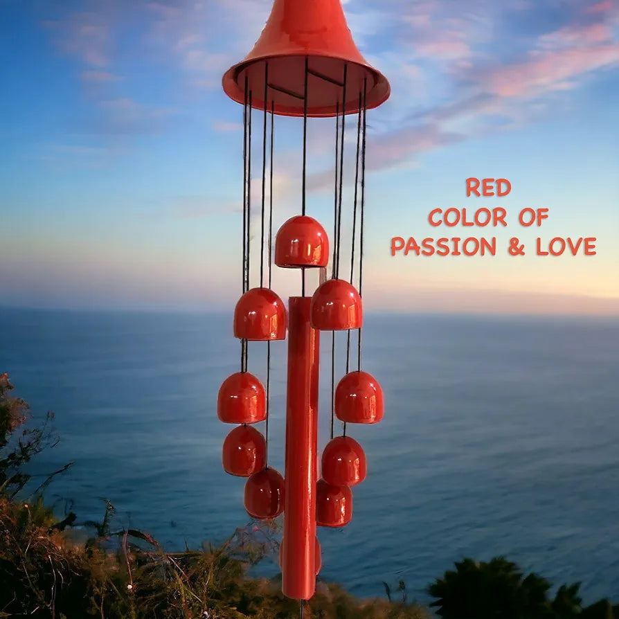 Paradigm Pictures 10 Bells Wind Chime for Home Decor Good Luck Red